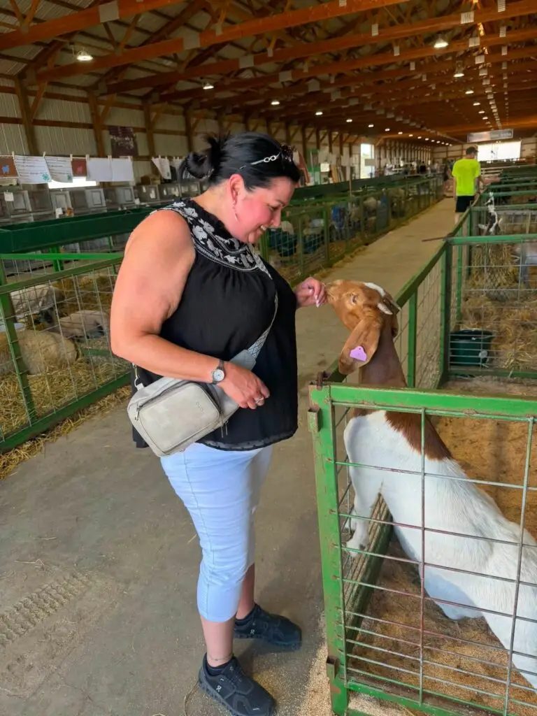 Trina petting a goat!